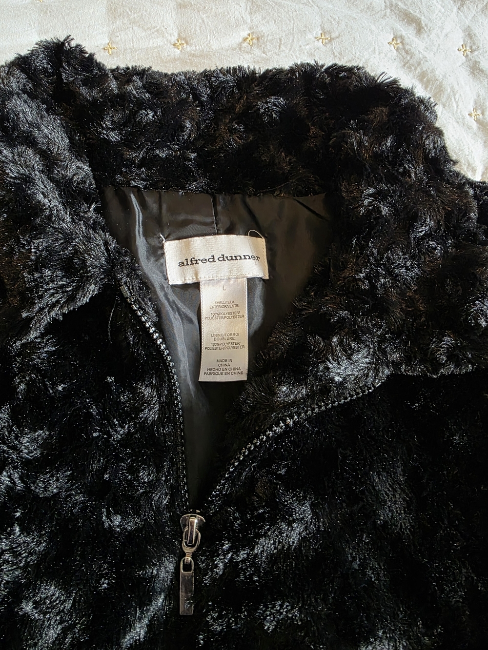 Alfred Dunner Black Faux Fur Teddy Jacket with Zip - Picture 2 of 5